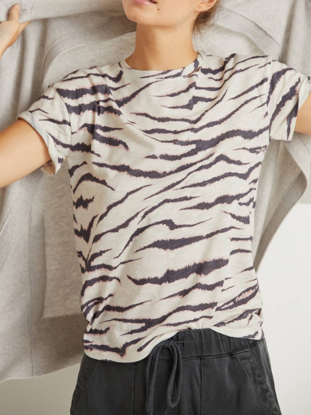 PAIGE  Ryo Zebra Animal Print Everyday  T-Shirt  Size XS